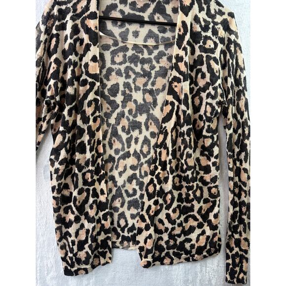 LOFT Leopard Print Semi-Sheer Open Front Cardigan – Size Medium - Picture 5 of 6